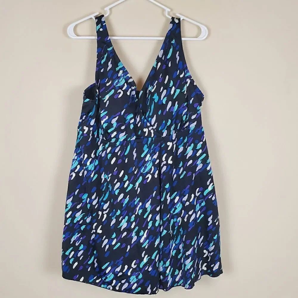 Swimsuits For All Speckled Vneck Swim DressSize 20